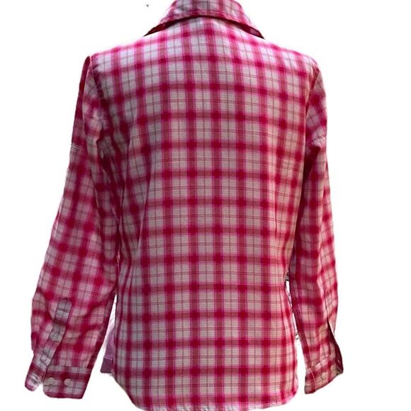 Odlo Pink Plaid Button Down Rugged Top Blouse Shirt Designed for Layering Size S - Picture 5 of 13